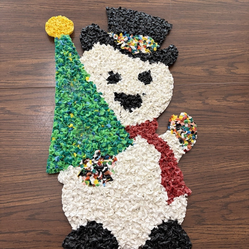 Vintage Melted Popcorn Plastic Popcorn Christmas Snowman Wall Decor - Picture 7 of 14
